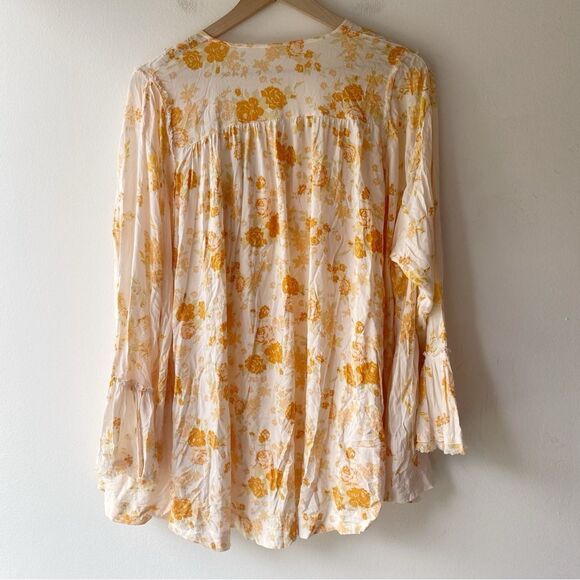 free people loretta printed oversized tunic in tea combo orange and white xs - Picture 4 of 11